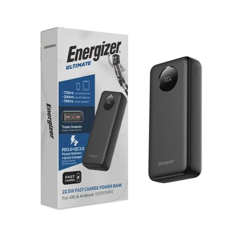 پاوربانک PD و فست شارژ Energizer 20000mAh مدل UE20090PQ 22.5W - مشکی (گارانتی متین) - تصویر 2