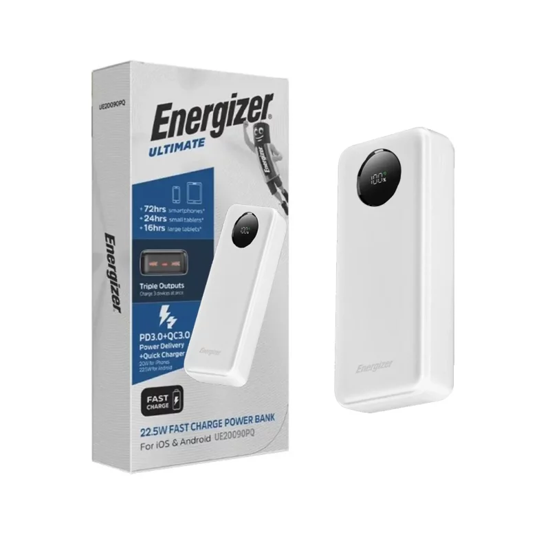 پاوربانک PD و فست شارژ Energizer 20000mAh مدل UE20090PQ 22.5W - سفید (گارانتی متین) - تصویر 2