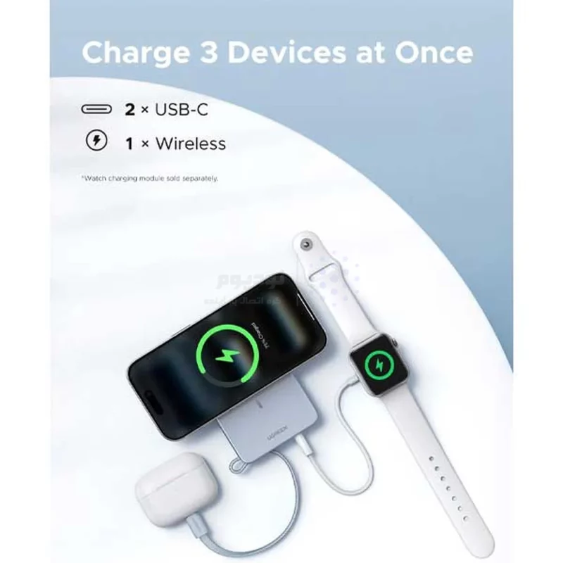 پاوربانک وایرلس PD و فست شارژ UGREEN 10000mAh مدل MagFlow PB773 30W - آبی روشن (گارانتی 18 ماهه آسان پیشرو)(65958) - تصویر 3
