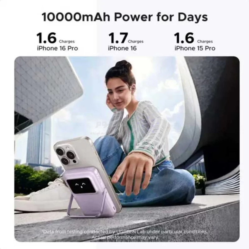 پاوربانک وایرلس PD و فست شارژ UGREEN 10000mAh مدل Uno PB764 20W - یاسی (گارانتی 18 ماهه آسان پیشرو)(45337) - تصویر 5