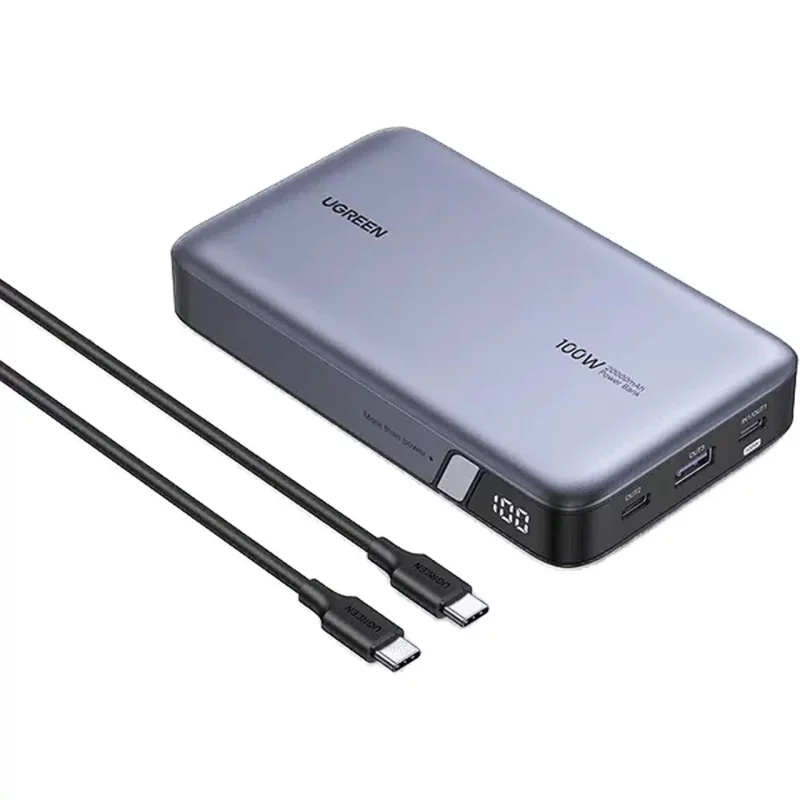 پاوربانک PD و فست شارژ UGREEN 20000mAh مدل PB720 100W - خاکستری (گارانتی 18 ماهه آسان پیشرو)(25188) - تصویر 2