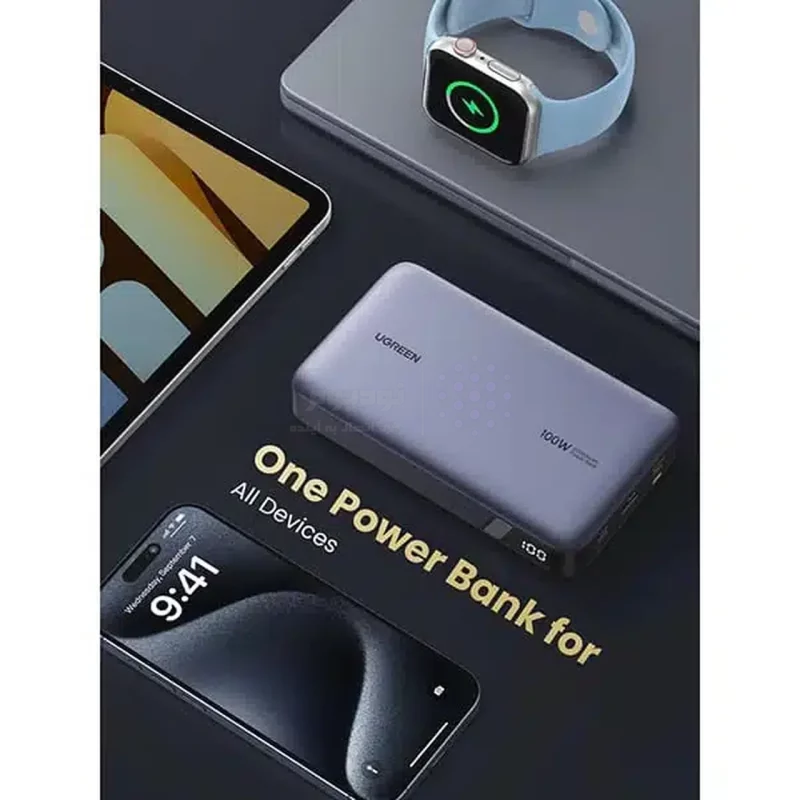 پاوربانک PD و فست شارژ UGREEN 20000mAh مدل PB720 100W - خاکستری (گارانتی 18 ماهه آسان پیشرو)(25188) - تصویر 6