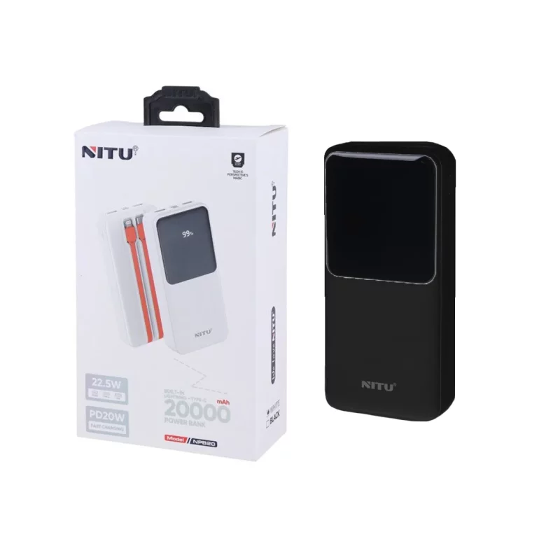پاوربانک PD و فست شارژ Nitu 20000mAh مدل NPB20 22.5W - مشکی (گارانتی 18 ماهه تعویض نیکان همراه) - تصویر 2