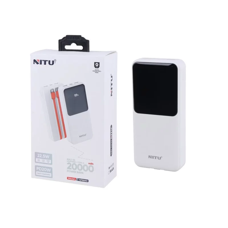 پاوربانک PD و فست شارژ Nitu 20000mAh مدل NPB20 22.5W - سفید (گارانتی 18 ماهه تعویض نیکان همراه) - تصویر 2