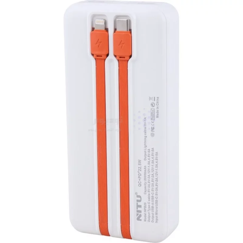 پاوربانک PD و فست شارژ Nitu 20000mAh مدل NPB20 22.5W - سفید (گارانتی 18 ماهه تعویض نیکان همراه) - تصویر 7