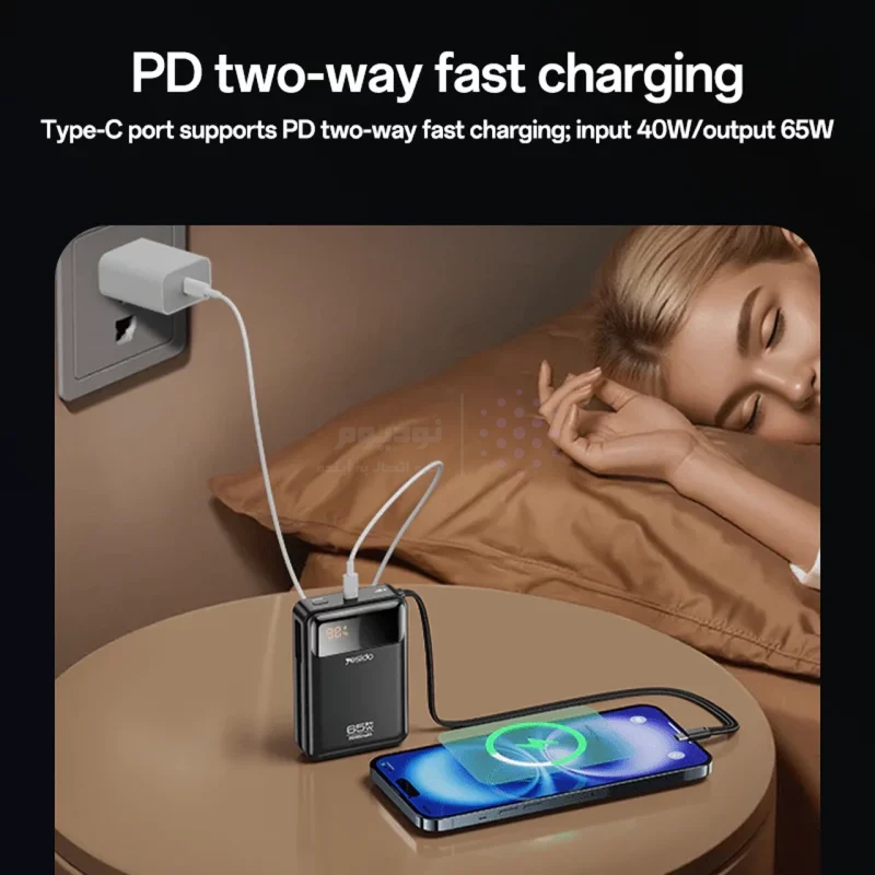 پاوربانک PD و فست شارژ Yesido 20000mAh مدل YP97 65W - مشکی (گارانتی 18 ماهه تعویض نیکان همراه) - تصویر 5