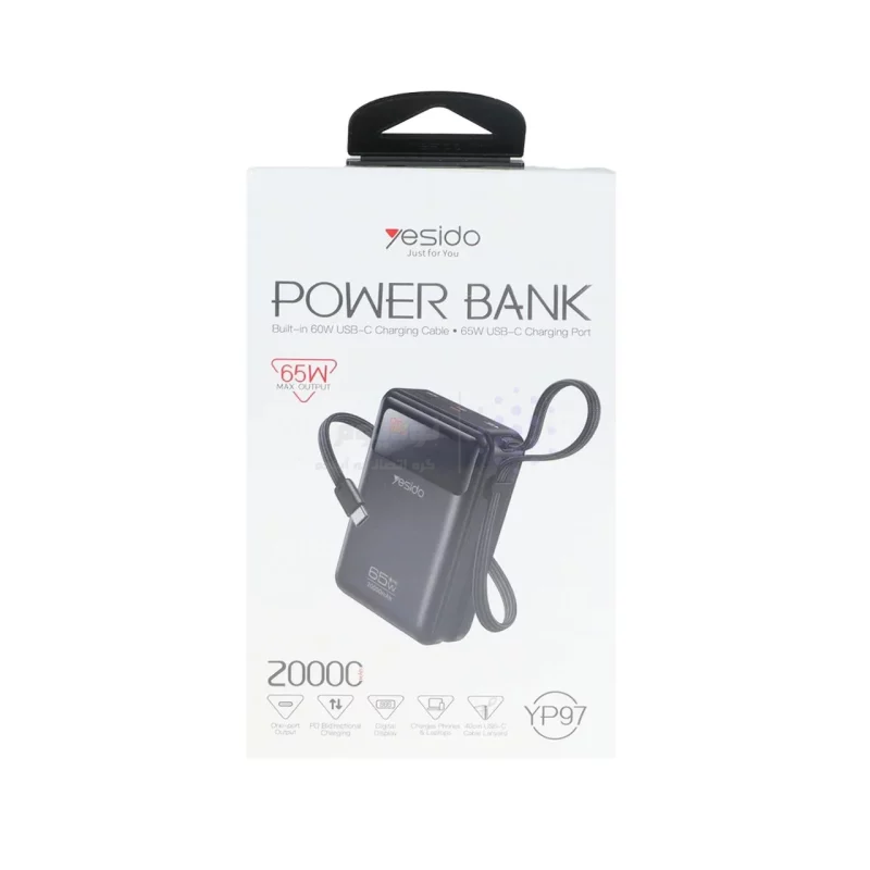 پاوربانک PD و فست شارژ Yesido 20000mAh مدل YP97 65W - مشکی (گارانتی 18 ماهه تعویض نیکان همراه) - تصویر 7