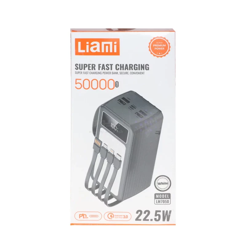 پاوربانک PD و فست شارژ Liami 50000Ah مدل LM7050 22.5W - سفید (گارانتی شش ماهه شرکتی) - تصویر 6