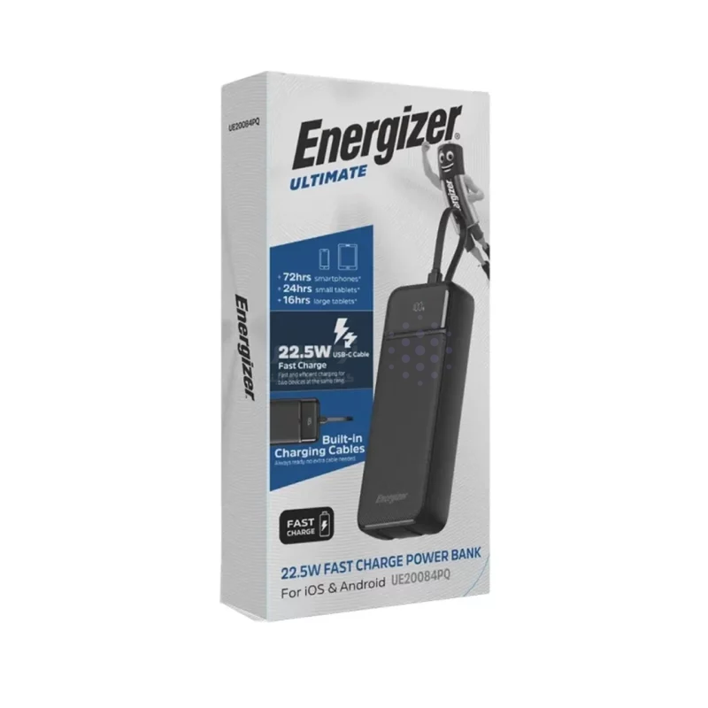 پاوربانک PD و فست شارژ Energizer 20000mAh مدل UE20084PQ 22.5W - مشکی (گارانتی متین) - تصویر 6