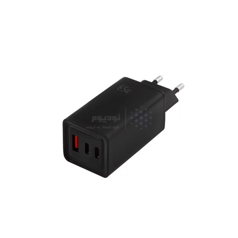 شارژر دیواری 65W فست و PD سه پورت Hatron مدل HWC3651PQ به همراه کابل شارژ Type-C to Type-C - مشکی  - تصویر 5
