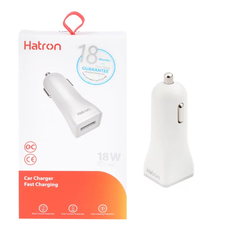 شارژر فندکی 18W فست دو پورت Hatron مدل HCC2180Q - سفید - تصویر 2