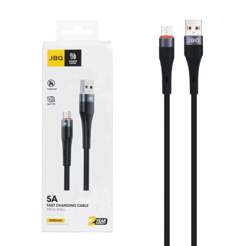 کابل شارژ 1.5 متری فست اندروید JBQ مدل CA-514 - مشکی (گارانتی یکساله رصاصی) - تصویر 2