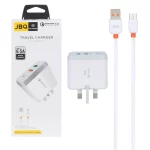 شارژر دیواری فست دو پورت JBQ مدل F-2USB 18W همراه با کابل اندروید - سفید (گارانتی یکساله رصاصی)