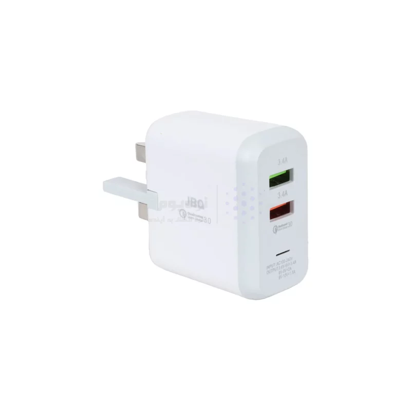 شارژر دیواری فست دو پورت JBQ مدل F-2USB 18W همراه با کابل اندروید - سفید (گارانتی یکساله رصاصی) - تصویر 3
