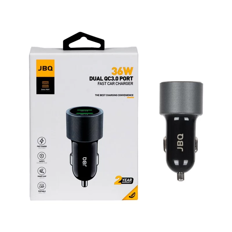 شارژر فندکی فست دو پورت JBQ مدل CC-736 36W - مشکی (گارانتی یکساله رصاصی) - تصویر 2