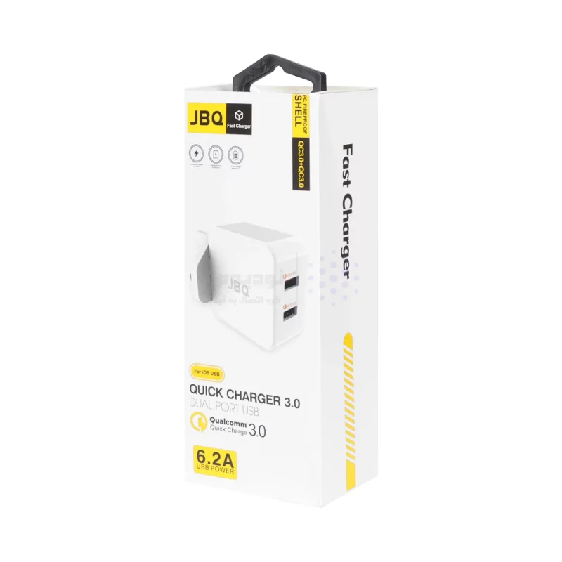 شارژر دیواری فست دو پورت JBQ مدل HC-12F2 30W همراه با کابل آیفون - سفید (گارانتی یکساله رصاصی) - تصویر 7
