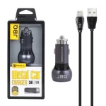 شارژر فندکی فست دو پورت JBQ مدل C503Q 36W همراه با کابل آیفون - خاکستری (گارانتی یکساله رصاصی)