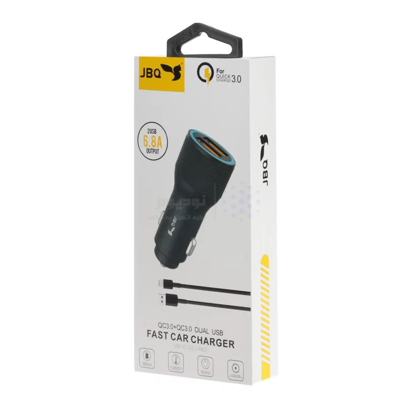 شارژر فندکی فست دو پورت JBQ مدل CC-D5 18W همراه با کابل آیفون - مشکی (گارانتی یکساله رصاصی) - تصویر 5