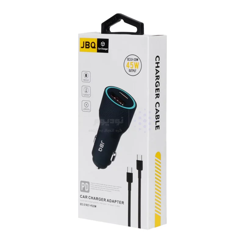 شارژر فندکی فست و PD دو پورت JBQ مدل CC-P8 45W همراه با کابل Type-C to Lightning - مشکی (گارانتی یکساله رصاصی) - تصویر 5