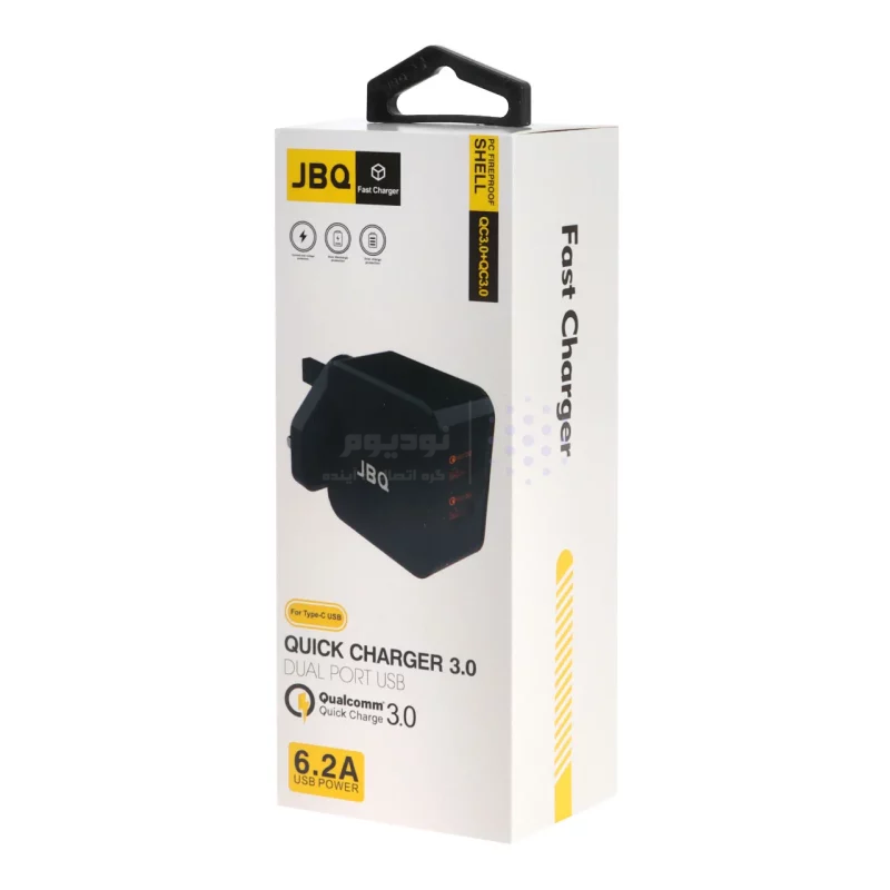 شارژر دیواری فست دو پورت JBQ مدل HC-12F2 30W همراه با کابل Type-C - مشکی (گارانتی یکساله رصاصی) - تصویر 5