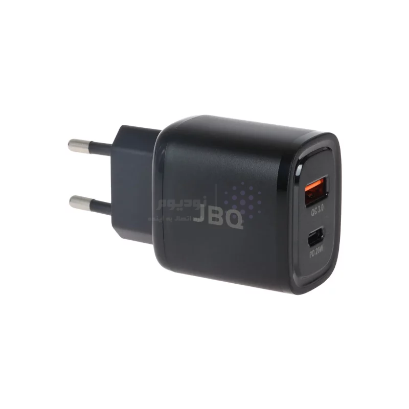 شارژر دیواری فست و PD دو پورت JBQ مدل HC-NP20 20W همراه با کابل آیفون - مشکی (گارانتی یکساله رصاصی) - تصویر 3