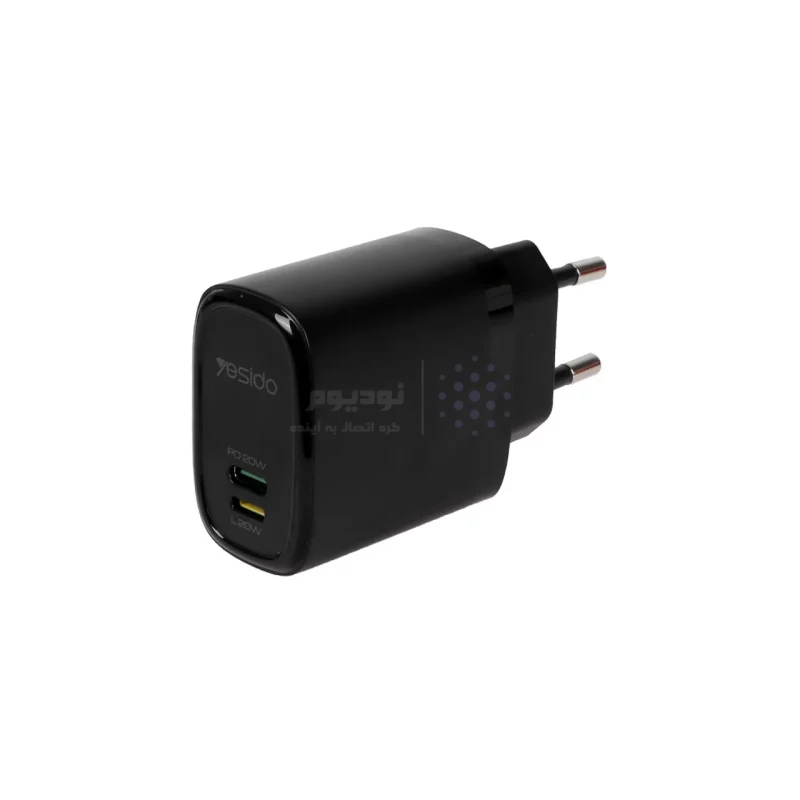 شارژر دیواری فست و PD دو پورت Yesido مدل YC44 20W به همراه کابل شارژ Type-C To Lightning - مشکی (گارانتی 18 ماه تعویض نیکان همراه) - تصویر 3