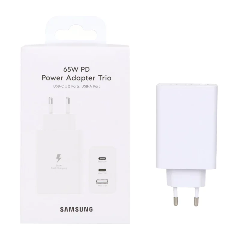 شارژر دیواری فست و PD سه پورت SAMSUNG Type-C مدل EP-T6530 65W - سفید (گارانتی پارتیان پایا) - تصویر 2
