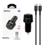 شارژر فندکی فست و PD دو پورت Nitu مدل NDC14 25W همراه با کابل Type-C To Lightning - مشکی (گارانتی 18 ماه تعویض نیکان همراه)