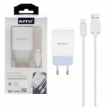 شارژر دیواری فست تک پورت Nitu مدل NT-TC066 به همراه کابل شارژ اندروید - سفید (گارانتی 18 ماه تعویض نیکان همراه)