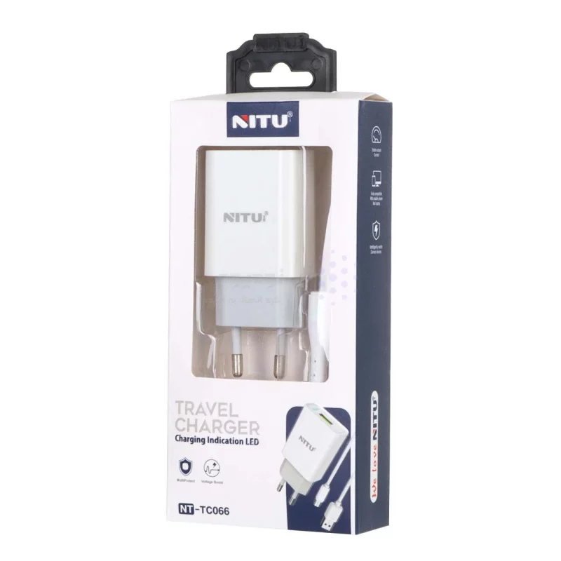 شارژر دیواری فست تک پورت Nitu مدل NT-TC066 به همراه کابل شارژ اندروید - سفید (گارانتی 18 ماه تعویض نیکان همراه) - تصویر 5