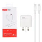 شارژر دیواری سه پین فست و PD دو پورت Tranyoo مدل T-UK1 25W به همراه کابل شارژ Type-C To Type-C - سفید