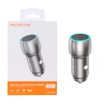 شارژر فندکی 40W فست و PD دو پورت Hicostar مدل HS-CC25 - نقره ای