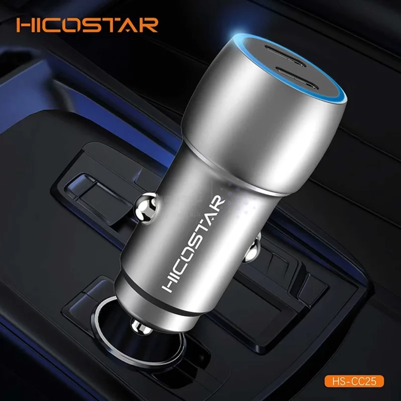 شارژر فندکی 40W فست و PD دو پورت Hicostar مدل HS-CC25 - نقره ای - تصویر 6