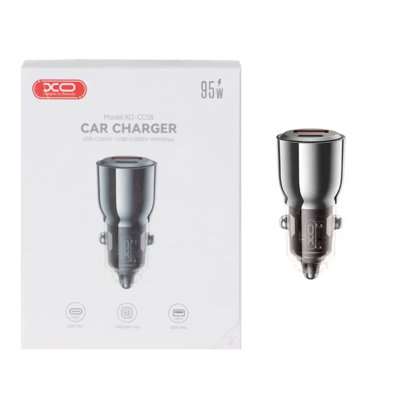 شارژر فندکی PD و فست دو پورت 95 وات XO مدل XO-CC58 - مشکی - تصویر 2