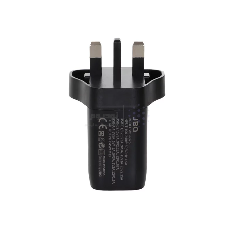 شارژر دیواری فست و PD سه پورت JBQ مدل WC-607B 65W - مشکی (گارانتی یکساله رصاصی) - تصویر 3