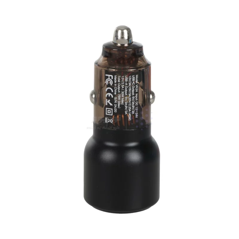شارژر فندکی فست و PD دو پورت VIPLATINA مدل VK24 75W - مشکی (گارانتی 18 ماه تعویض نیکان همراه) - تصویر 3