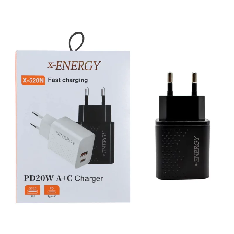 شارژر دیواری فست و PD دو پورت X-Energy مدل X-520N 20W - مشکی - تصویر 2