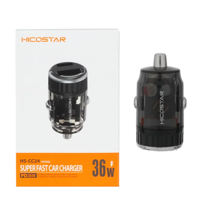 شارژر فندکی فست و PD دو پورت Hicostar مدل HS-CC24 36W - مشکی - تصویر 2