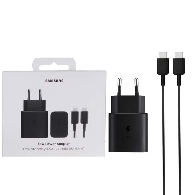شارژر دیواری فست تک پورت Samsung مدل ET-T4511 45W به همراه کابل شارژ Type-C To Type-C - مشکی - اصلی (گارانتی 14 ماهه شرکتی) - تصویر 2