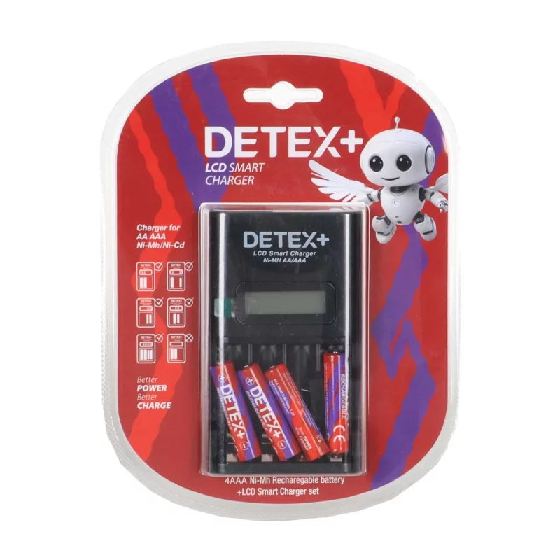 شارژر باتری نیم قلم LCDدار Detex+ - AAA مدل HB-C04 - تصویر 2