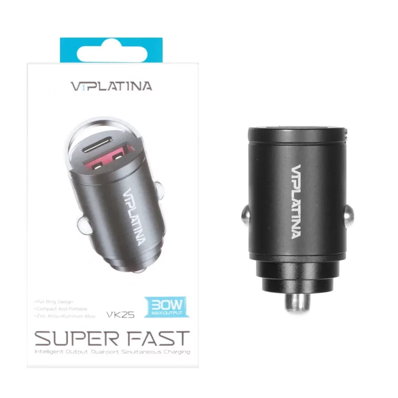 شارژر فندکی PD و فست دو پورت VIPLATINA مدل VK25 30W - مشکی (گارانتی 18 ماه تعویض نیکان همراه) - تصویر 2