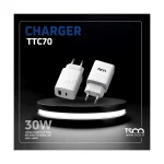 شارژر دیواری PDو فست دو پورت 30 وات TSCO مدل TTC 70 - سفید - تصویر 4