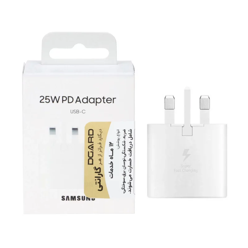 شارژر دیواری سه پین PD و فست تک پورت Samsung مدل EP-TA800 25W مجهز به فناوری NFC - اصلی - سفید - DST (گارانتی 12 ماهه DST) - تصویر 2