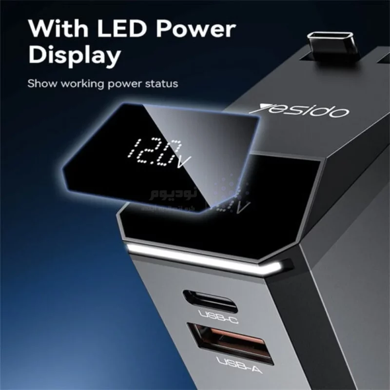 شارژر فندکی PD و فست شارژ سه پورت Yesido مدل Y71 125W- مشکی (گارانتی 18 ماه تعویض نیکان همراه) - تصویر 5