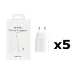 شارژر دیواری PD و فست تک پورت Samsung مدل T1510 15W (پک 5 عددی) (گارانتی پارتیان پایا) سفید