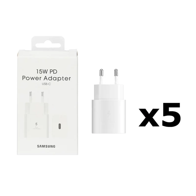 شارژر دیواری PD و فست تک پورت Samsung مدل T1510 15W (پک 5 عددی) (گارانتی پارتیان پایا) سفید - تصویر 2
