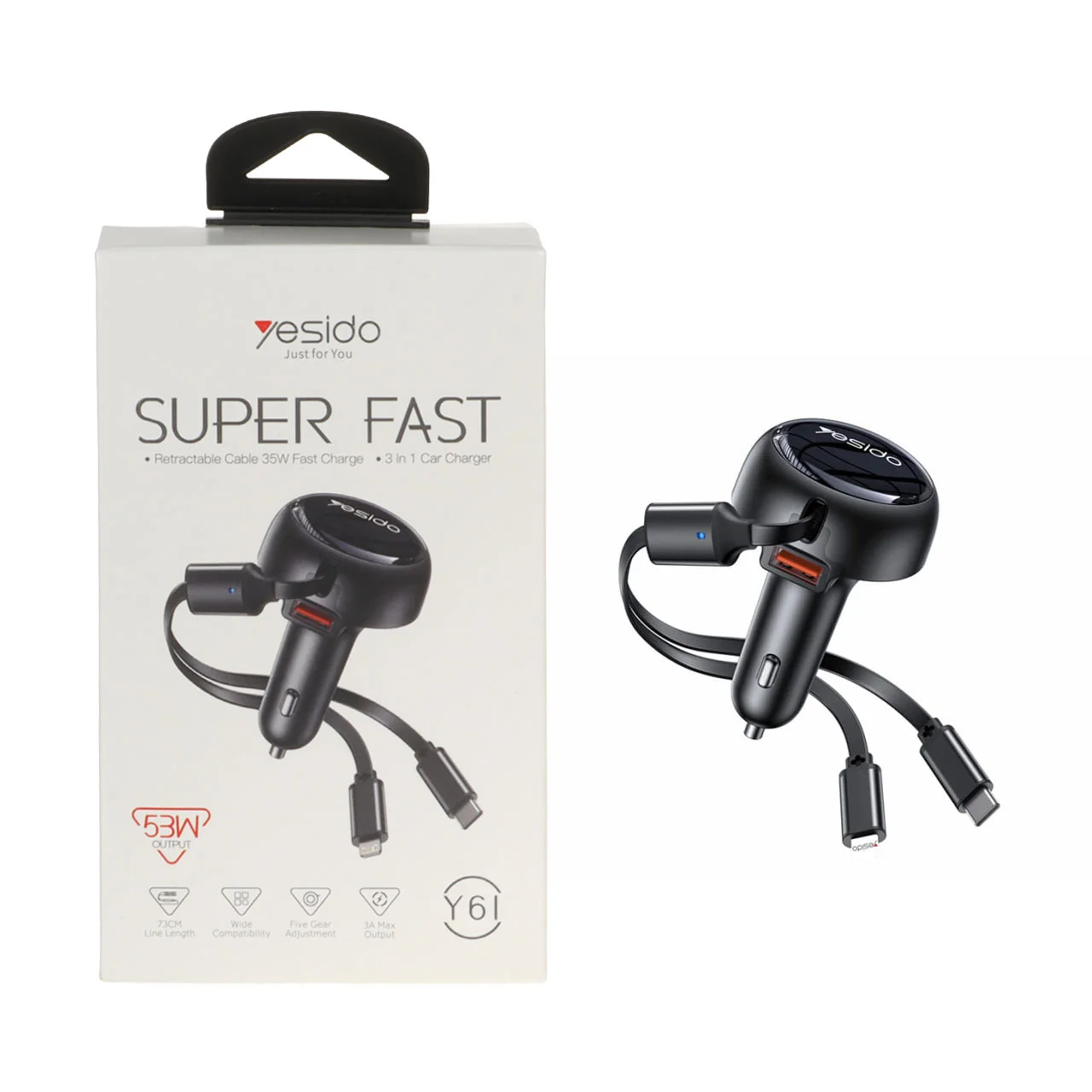 1585-1625200-1 شارژر فندکی PD و فست سه پورت Yesido مدل Y61 53W - مشکی (گارانتی 18 ماه تعویض نیکان همراه) - تصویر 1