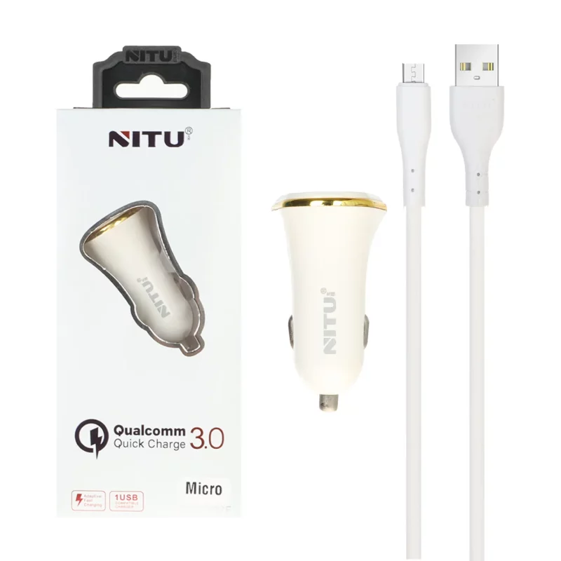 شارژر فندکی فست تک پورت NITU 18W مدلNT-CC802F همراه با کابل اندروید -سفید (گارانتی 18 ماه تعویض نیکان همراه) - تصویر 2