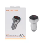 شارژر فندکی فست و PD سه پورت Hicostar مدل CC90 60W - نقره ای