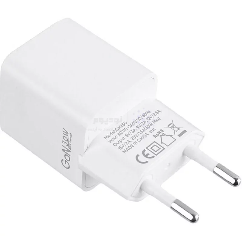 شارژر دیواری PD و فست تک پورت Hicostar مدل CH250 GaN 30W - سفید - تصویر 4